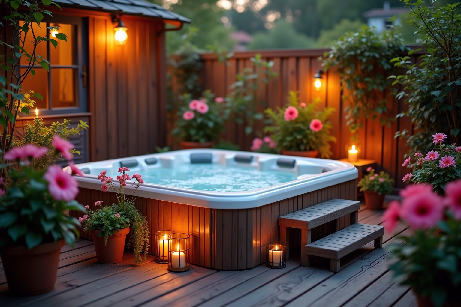 8 Ideen, kleinen Garten mit Whirlpool gestalten